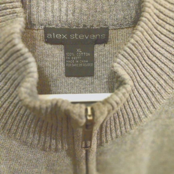 ALEX STEVENS GEOMETRIC PATTERNED SWEATER ZIPPER AT NECK GRAY/BLACK XL - Picture 4 of 6